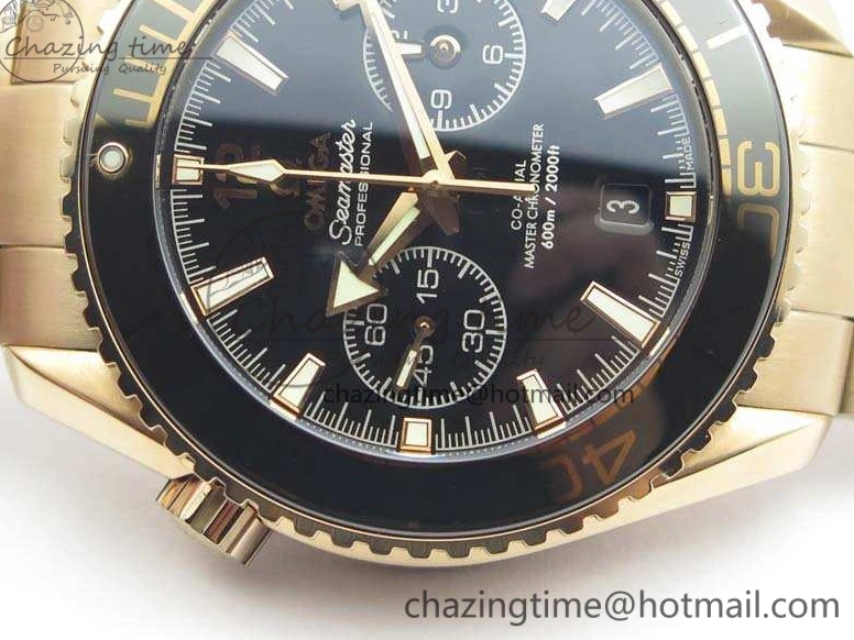 0517 Seamaster Pro Chrono RG Best Edition Black Ceramic Black Dial On RG Bracelet A ComfortFit 8130